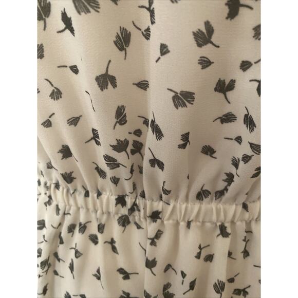 H&M Black and White Sheer Lined Dress Size 12 Button Down Front Tie - Picture 11 of 16